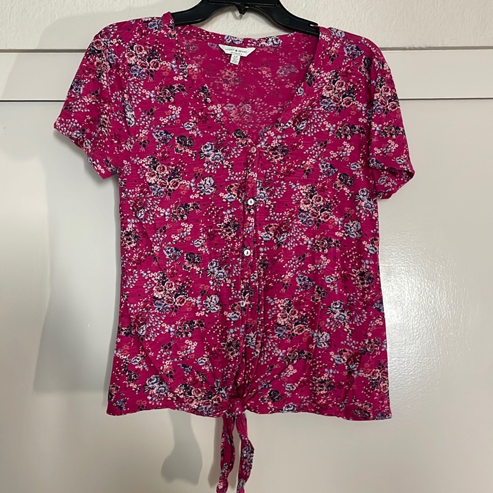 Lucky brand size small floral pink blouse